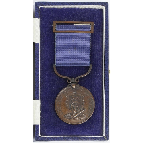 892 - Humane Society of Jersey Medal in bronze, Presented to Michael Beazer for Courage and Humanity 1995.... 