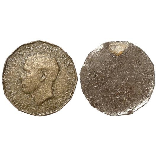 907 - Reproduction: A uniface resin casting of the obverse of an Edward VIII brass Threepence.