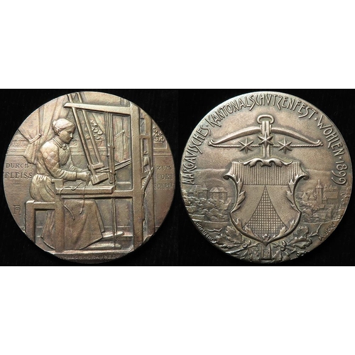 914 - Swiss Shooting Medal, silver d.45mm, 38.18g: Canton of Aargau Schützenfest 1899 (medal) by Homberg; ... 