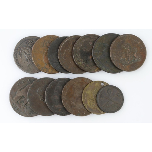 923 - Tokens (13) 18th-19thC assortment, mixed grade.