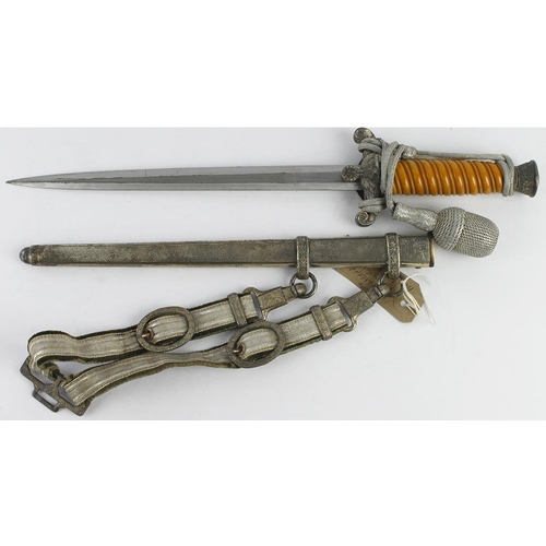 973 - German 3rd Reich Army Officers Dagger with scabbard, hangers and portepee. Blade maker marked 'WKC S... 