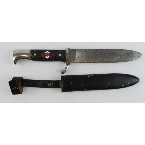 986 - German Hitler youth knife RZ marked with motto to the blade possibly a good copy.