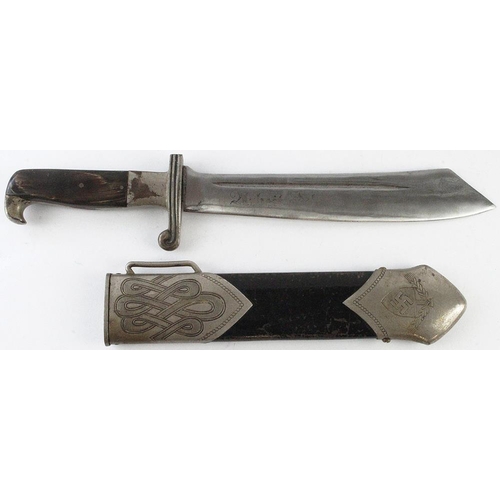 999 - German RAD mans dagger with scabbard, blade maker marked 'Carl Jul Krebs Solingen'. Blade has been r... 