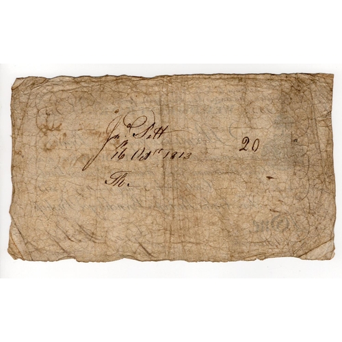 100 - Weald of Kent Bank Cranbrook 1 Pound dated 1813, serial No. 1854 for Argles Bishop, Benchley & Bisho... 