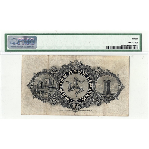 109 - Isle of Man, Martins Bank Limited 1 Pound dated 1st October 1938, scarce earlier date, signed J.M. F... 