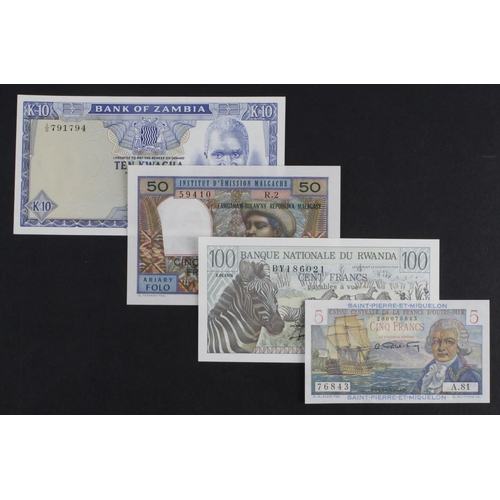 115 - Africa + 1 (4), a good group of Uncirculated notes, Madagascar 50 Francs issued 1969, Rwanda 100 Fra... 