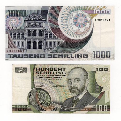 123 - Austria (2), 1000 Schilling dated 3rd January 1983, serial L909935I (TBB B257a, Pick152) about EF, 1... 