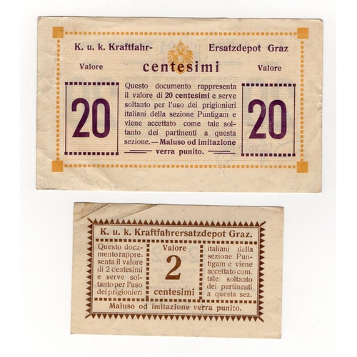 124 - Austria (2), a rare pair of local issue notes, 20 Heller and 2 Heller issued 1914 - 1920, local issu... 