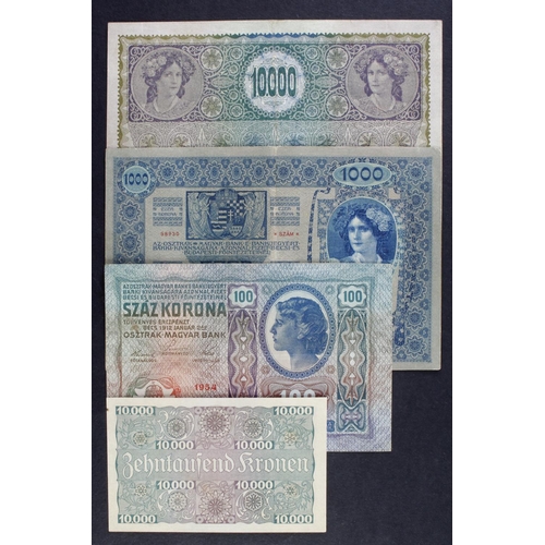 125 - Austria (4), 10000 Kronen dated 1918 (issued 1919) VF+, 10000 Kronen = 1 Shilling dated 1924 about U... 