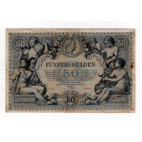 131 - Austria 50 Gulden dated 1st January 1884, K.K. Reichs-Central-Casse, serial S.49 900899 (PickA155) e... 