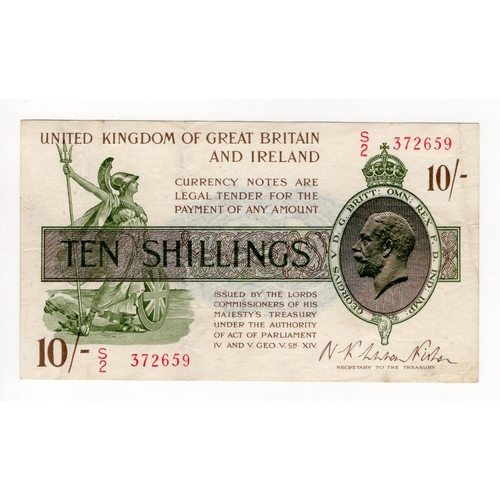 14 - Warren Fisher 10 Shillings (T30) issued 1922, LAST SERIES 'S' prefix, serial S/2 372659 (T30, Pick35... 