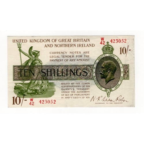 15 - Warren Fisher 10 Shillings (T33) issued 1927, LAST SERIES 'W' prefix, serial W/42 423052, Great Brit... 