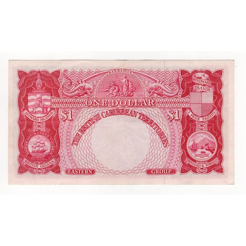 161 - British Caribbean Territories 1 Dollar dated 3rd January 1956, portrait of Queen Elizabeth II at rig... 