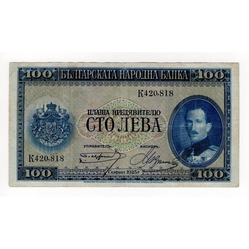 172 - Bulgaria 100 Leva dated 1925, serial K420818 (TBB B150a, Pick46a) Fine+