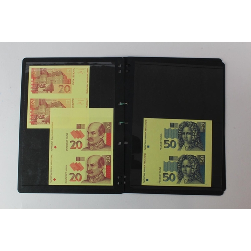 192 - Croatia (22), a group of uncut pairs of COLOUR TRIALS dated 1993, some with extra paper at edges sho... 