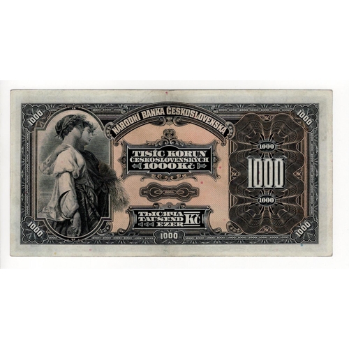 207 - Czechoslovakia 1000 Korun dated 8th April 1932, issued note, series C, serial no. 0003615 (TBB B206a... 