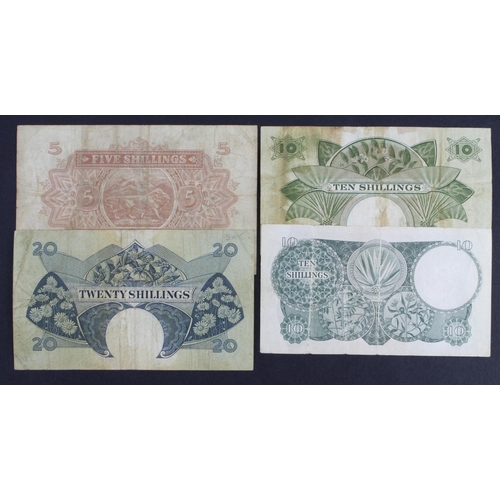 217 - East African Currency Board (4), Five Shillings dated 1st January 1955, 10 Shillings and 20 Shilling... 