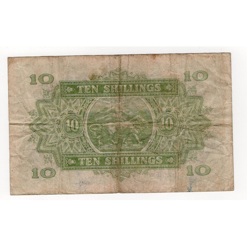 218 - East African Currency Board 10 Shillings dated 1st April 1954, portrait Queen Elizabeth II bottom ri... 