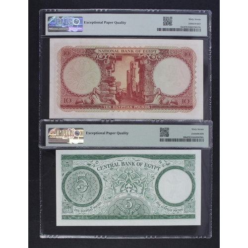 228 - Egypt (2), 10 Pounds dated 1958, signed Abdel Gueleel El-Emary, serial 035319 NM/54 (TBB B132c, Pick... 