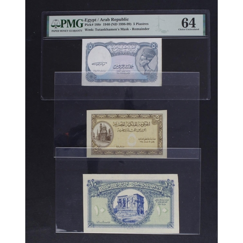 230 - Egypt (3), a group of PROOF and REMAINDERS, 5 Piastres Law 1940, uniface printers proof of obverse d... 