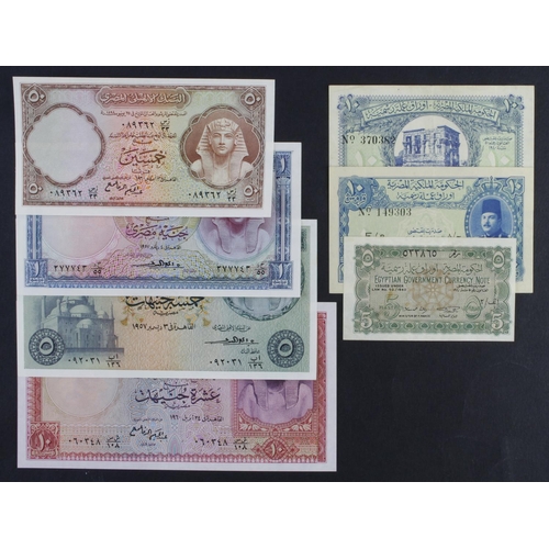 231 - Egypt (7), 5 Piastres 'Aswan Dam' 1940, 10 Piastres 'Temple of Philae' 1940, 10 Piastres 'King Farou... 