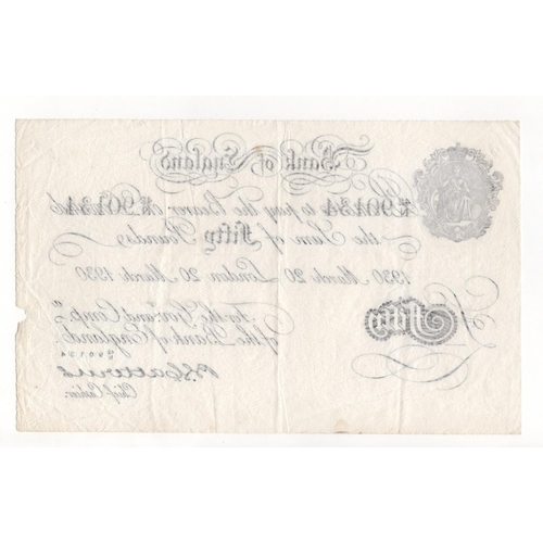 27 - Catterns BERNHARD note, 50 Pounds dated 20th March 1930, serial 42/N 90134 (B231 for type) WW2 Opera... 