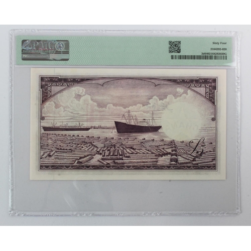 303 - Ghana 5 Pounds dated 1st July 1962, serial A/1 858427 (TBB B103d, Pick3d) in PMG holder graded 64 Ch... 