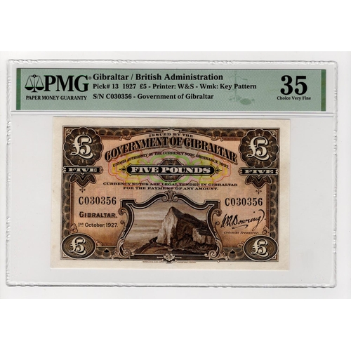 305 - Gibraltar 1 Pound dated 1st October 1927, very rare first date of issue, signed W.A. Bowring, serial... 