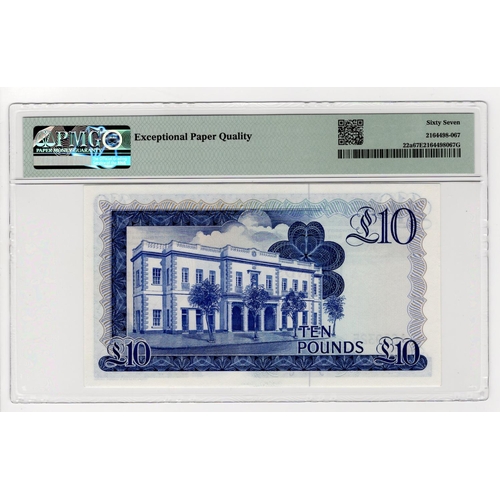 306 - Gibraltar 10 Pounds dated 20th November 1975, rarer date, serial A689325 (TBB B120a, Pick22a) in PMG... 