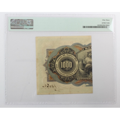 315 - Greece 1000 Drachmai = 500 Drachmai dated 1918 (1922 Emergency Issue), serial SE025 53429 (Pick63) i... 