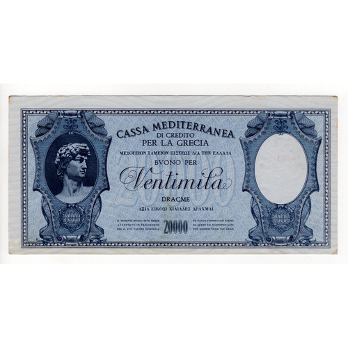 320 - Greece 20000 Drachmai issued 1941, Cassa Mediterranea di Credito per la Grecia, WW2 Italian Occupati... 