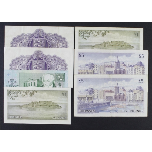323 - Guernsey (7), 5 Pounds (2) issued 1969 - 1975 signed Hodder, serial A778643 & B212535 (TBB B151b, Pi... 