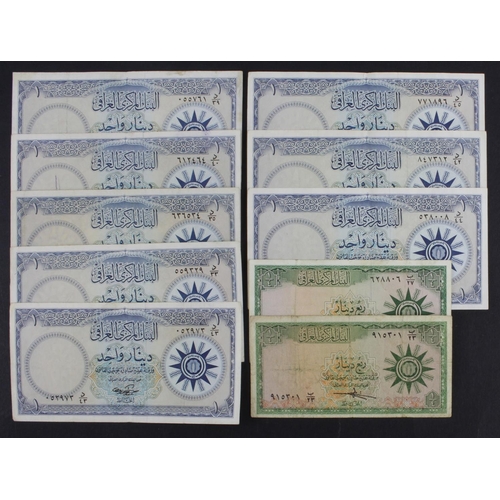 344 - Iraq (10), 1 Dinar (8) and 1/4 Dinar (2) issued 1959 (TBB B310 & B308, Pick53 & 51) mixed grades