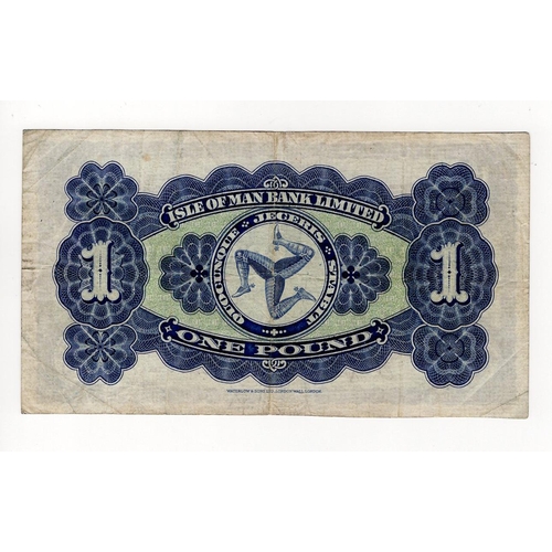 351 - Isle of Man 1 Pound dated 20th May 1940, signed Watterson & Ronan, serial D/3 9550 (IMPM M279, Pick6... 