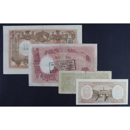 353 - Italy (4), a group of Forgeries, 1000 Lire and 500 Lire circa 1943, overstamped and perforated 'FALS... 