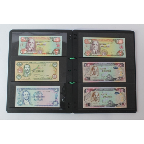 354 - Jamaica (53), an Uncirculated group in album pages, 50 Cents, 1 Dollar, 2 Dollars, 5 Dollars, 10 Dol... 