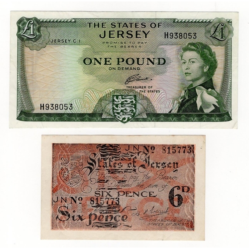 357 - Jersey (2) 6 Pence issued 1941 - 1942, German Occupation issue during WW2, serial No. 815773 (TBB B1... 