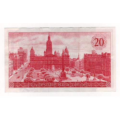 412 - Scotland, Clydesdale Bank Limited 20 Pounds dated 19th November 1964, signed R.D. Fairbairn, FIRST P... 