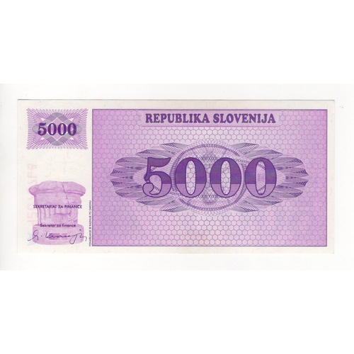 427 - Slovenia 5000 Tolarjev dated 1992, FIRST PREFIX of issue 'AA', serial AA 92075768 (TBB B210a, Pick10... 
