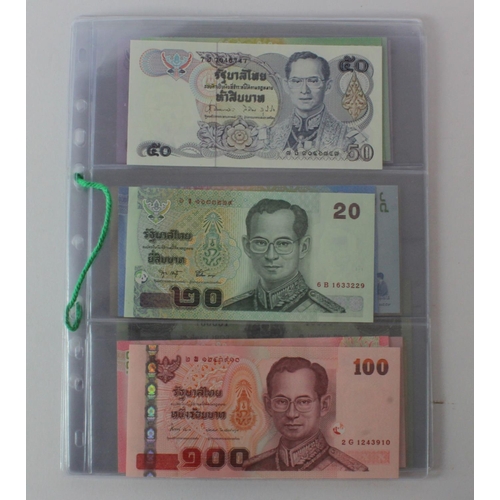 433 - Thailand (17), an Uncirculated group in album pages, 20 Baht, 50 Baht, 60 Baht, 100 Baht, 500 Baht, ... 