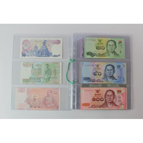 433 - Thailand (17), an Uncirculated group in album pages, 20 Baht, 50 Baht, 60 Baht, 100 Baht, 500 Baht, ... 