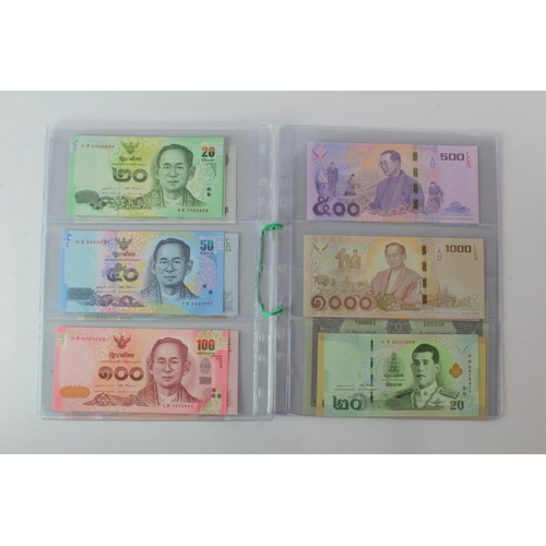 433 - Thailand (17), an Uncirculated group in album pages, 20 Baht, 50 Baht, 60 Baht, 100 Baht, 500 Baht, ... 