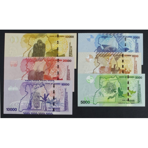439 - Uganda (6), 1000 Shillings, 2000 Shillings, 5000 Shillings, 10000 Shillings, 20000 Shillings, 50000 ... 