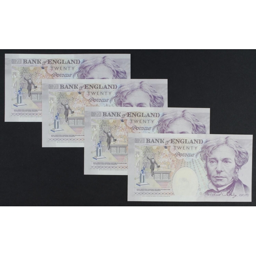 46 - Gill 20 Pounds (B358) issued 1991 (4), a consecutively numbered run of FIRST SERIES notes, serial A3... 