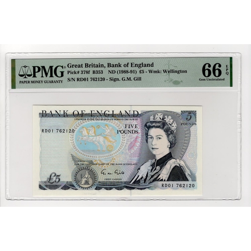 47 - Gill 5 Pounds (B353) issued 1988, FIRST RUN serial RD01 762120 (B353, Pick378f) in PMG holder graded... 