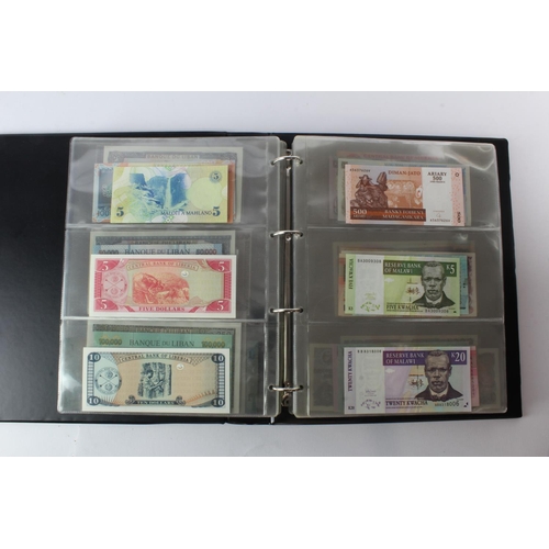 474 - World (178) an Uncirculated collection of world notes in album, all different (some same design and ... 