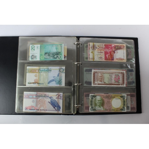 474 - World (178) an Uncirculated collection of world notes in album, all different (some same design and ... 