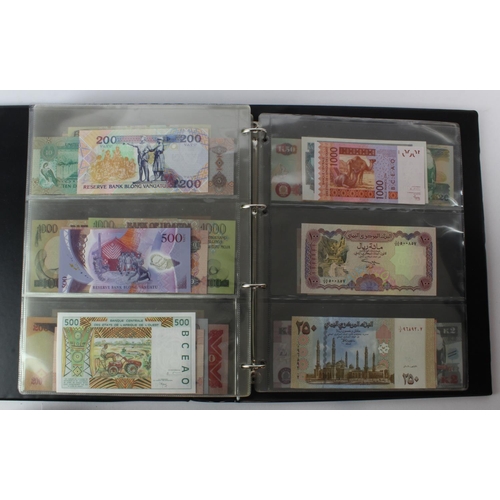 474 - World (178) an Uncirculated collection of world notes in album, all different (some same design and ... 