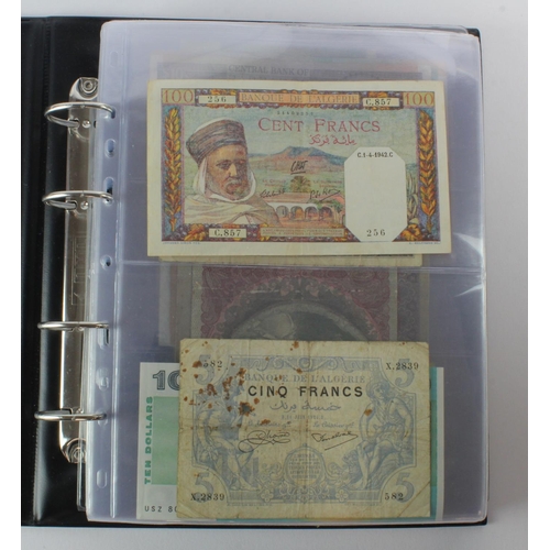 488 - World (88) collection in album including Algeria 5 Francs 1924, China 2 Yuan 1960, France 1000 Franc... 