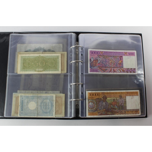 488 - World (88) collection in album including Algeria 5 Francs 1924, China 2 Yuan 1960, France 1000 Franc... 